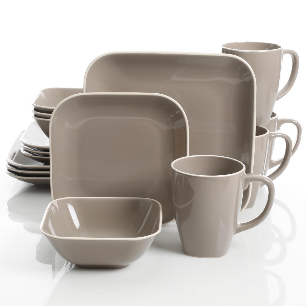 Gibson Home Square Dance 16 Piece Gray Dinnerware Set Square Dance 16 Piece Gray Dinnerware Set