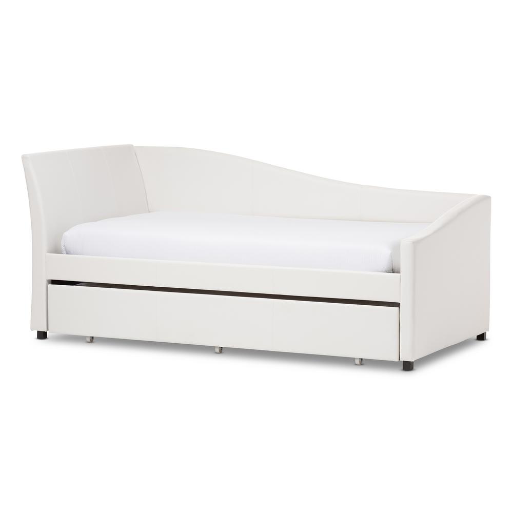 Baxton Studio Vera Contemporary White Faux Leather Upholstered Twin Baxton Studio Vera Contemporary White Faux Leather Upholstered Twin Size Daybed