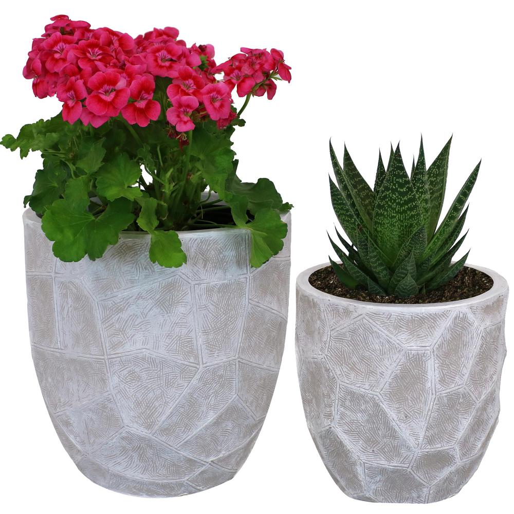 Sunnydaze Decor Set Homestead Fiber Clay Planter Flower Pot