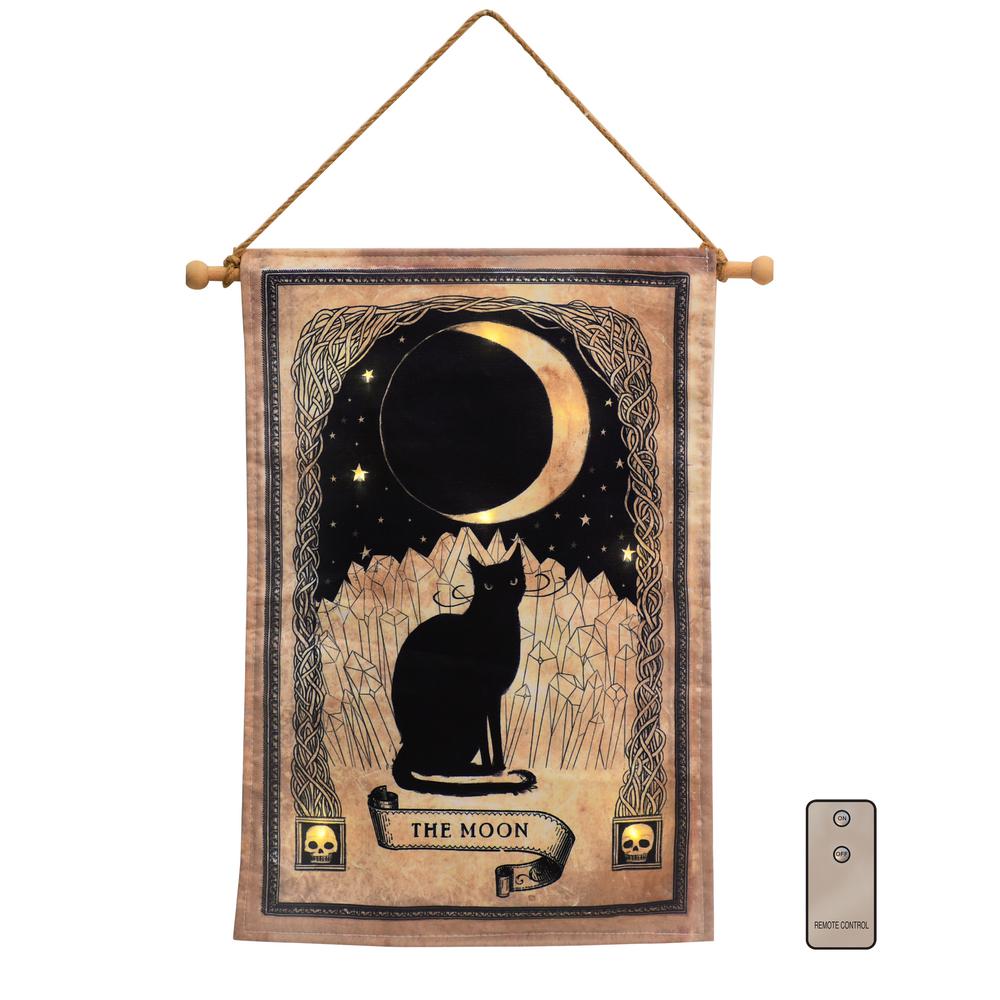 LUMABASE Battery Operated LED Lighted Wall Art - Black Cat and Moon ...