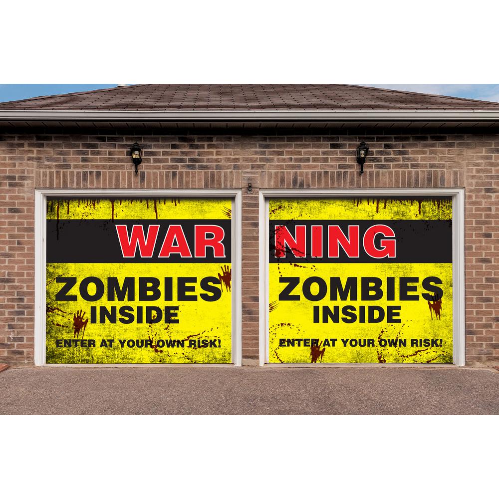 My Door Decor 7 Ft X 8 Ft Zombies Inside Halloween Garage Door