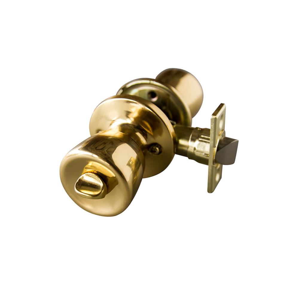 Privacy Door Knob with Contemporary Polished Brass Finish