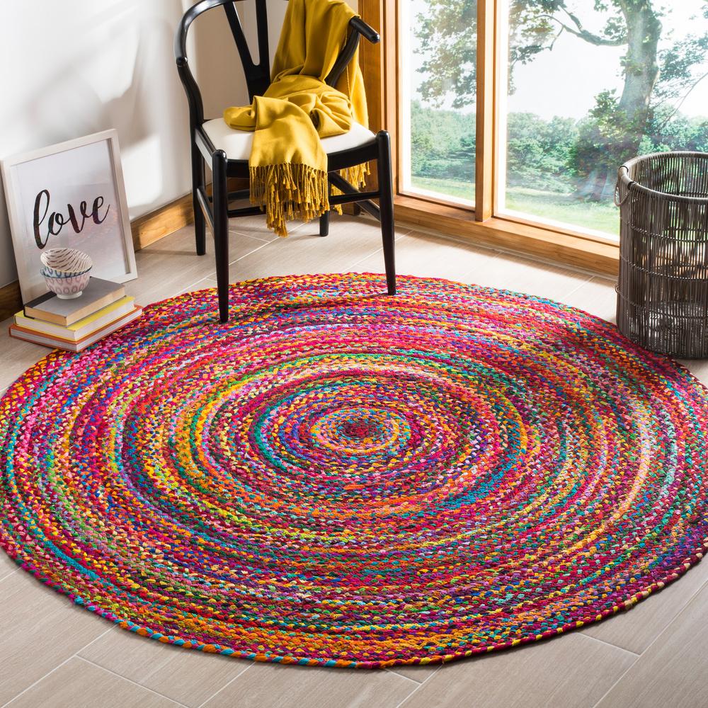 Safavieh Braided Red Multi 5 Ft X Round Area Rug Brd210a 5r Multi 5 Ft X Round Area Rug