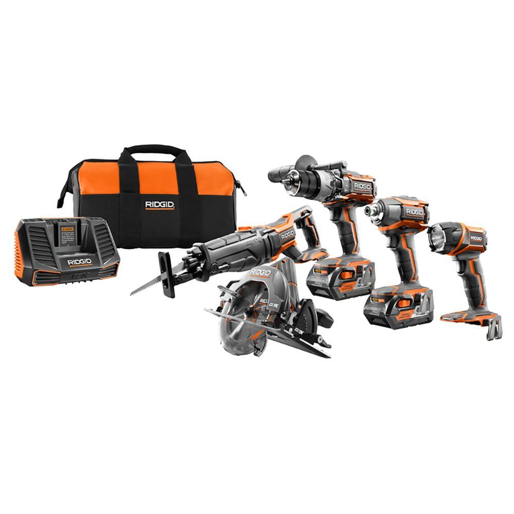 Ridgid 18-Volt GEN5X Cordless Lithium-Ion Combo Kit (5-Tool) with (2) 4.0Ah... by RIDGID