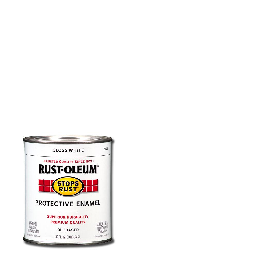 Rust Oleum Stops Rust 1 Qt Protective Enamel Gloss White Interior Exterior Paint