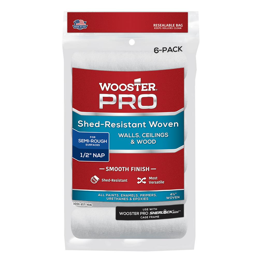 Wooster 4 1 2 In X 3 8 In High Density Woven Cage Frame Roller 6 Pack 0hr9830044 The Home Depot