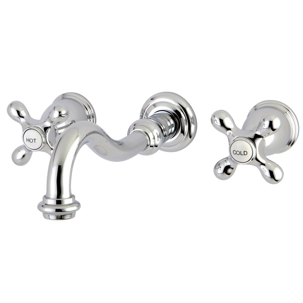 Chrome Kingston Br Wall Mounted Bathroom Sink Faucets Cross 2 Handle Vessel Wall Mount Bathroom Faucet In Polished Chrome