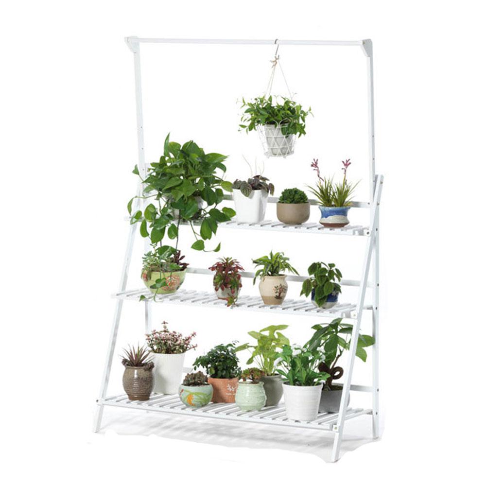 Bamboo Shelf Flower Pot Plant Stand Wooden Rack Garden