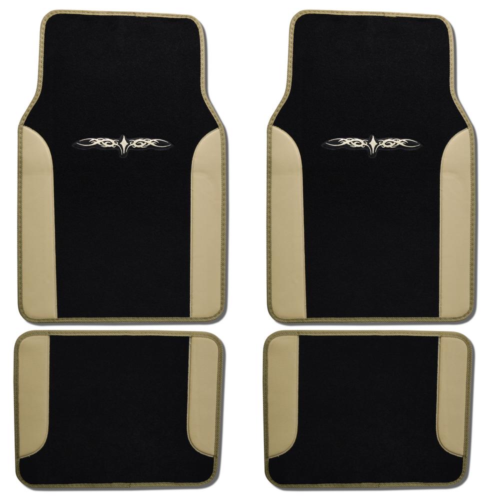 Bdk Tattoo Design Mt 201 Beige Carpet With Pu Leather 4 Piece Car