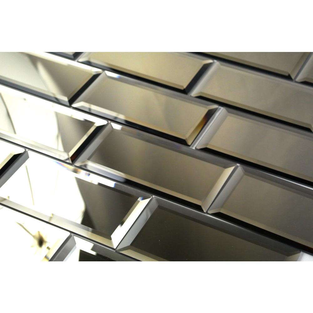 Subway 3 X 6 Rectangle Gold Beveled Glossy Glass Mirror L Stick Decorative Bathroom Wall Tile Backsplash Sample