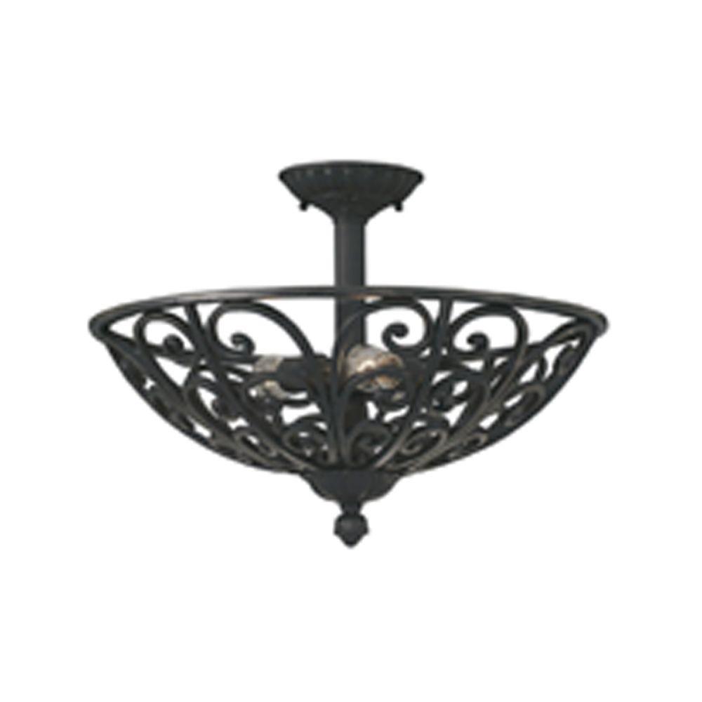 Designers Fountain Alhambra 3 Light Natural Iron Ceiling Semi Flush Mount Light 9192 Ni The Home Depot