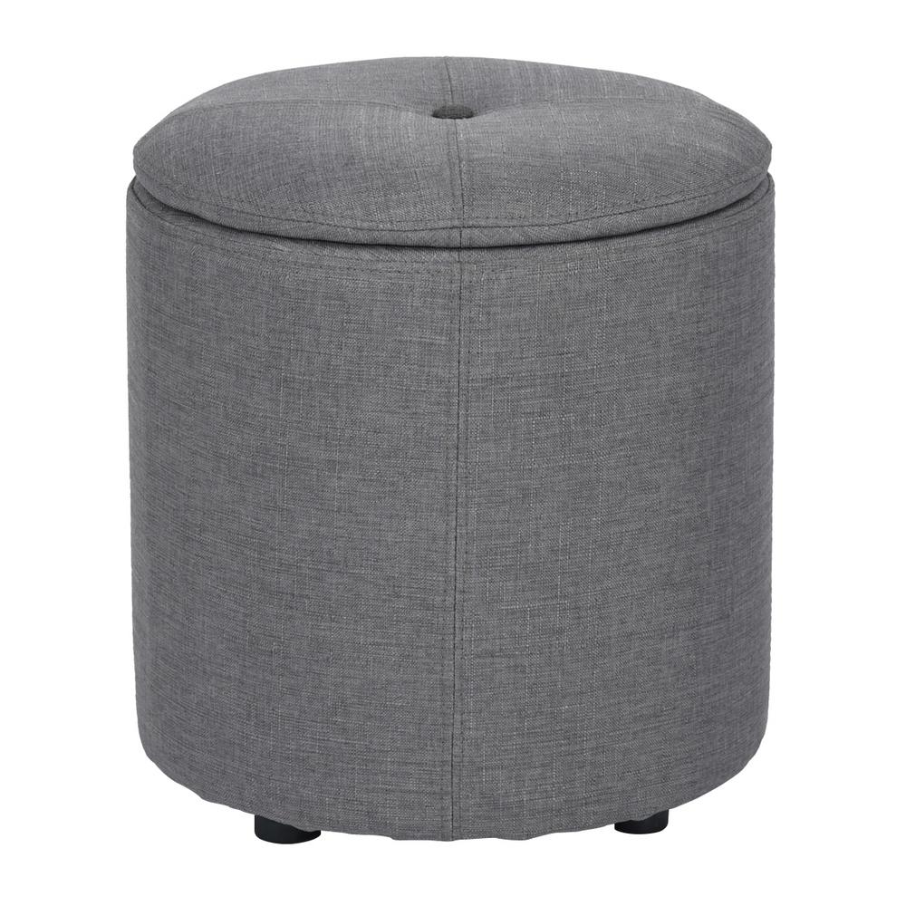 Simplify 2-Drawer Collapsible Storage Ottoman in Grey-F-0691-GREY - The ...