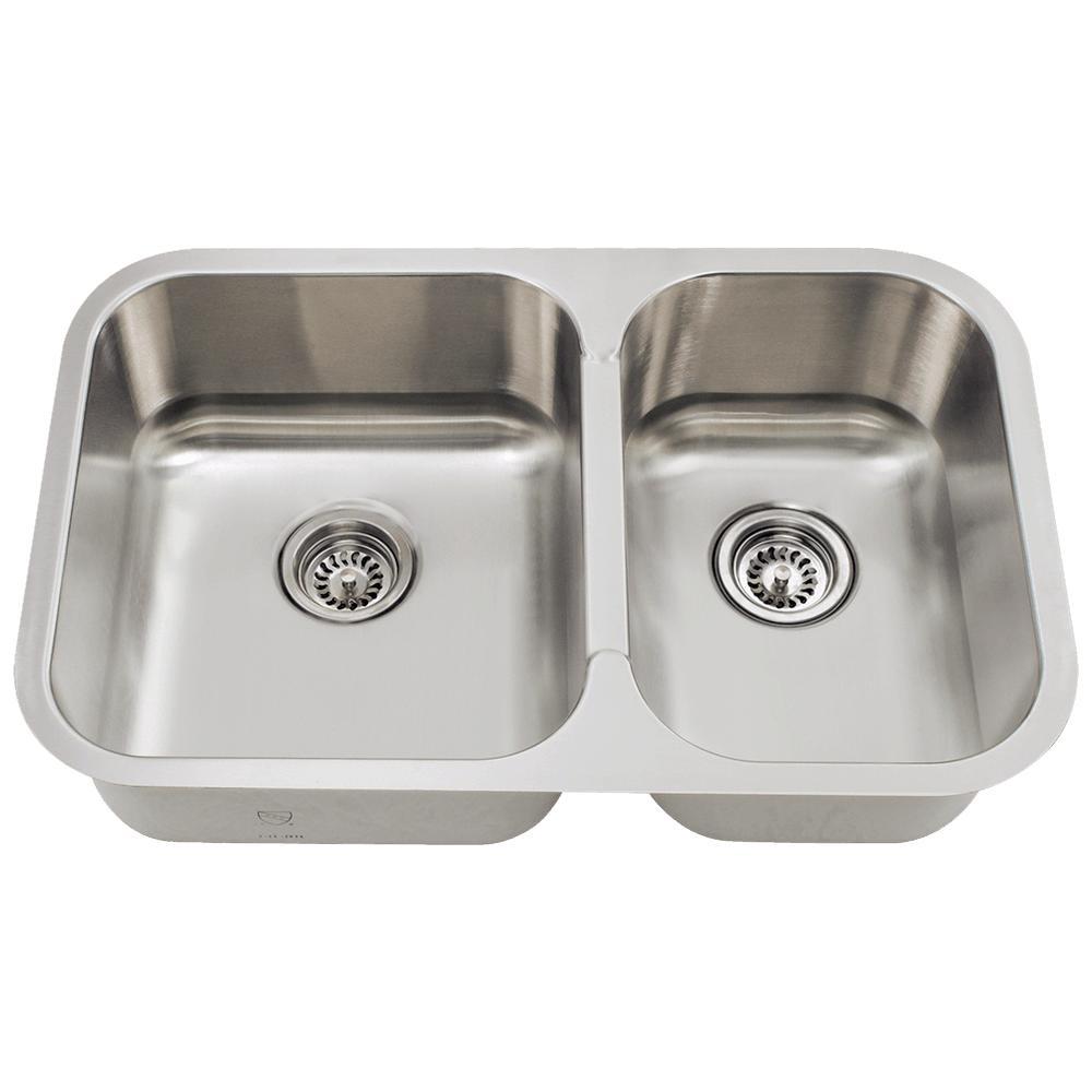 MR Direct Undermount Stainless Steel 28 in. Double Bowl Kitchen Sink 28 Undermount Stainless Steel Kitchen Sink