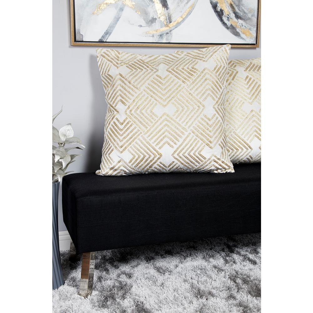 Litton Lane 26 In X 26 In Large Square Boho Chic Cream Colored
