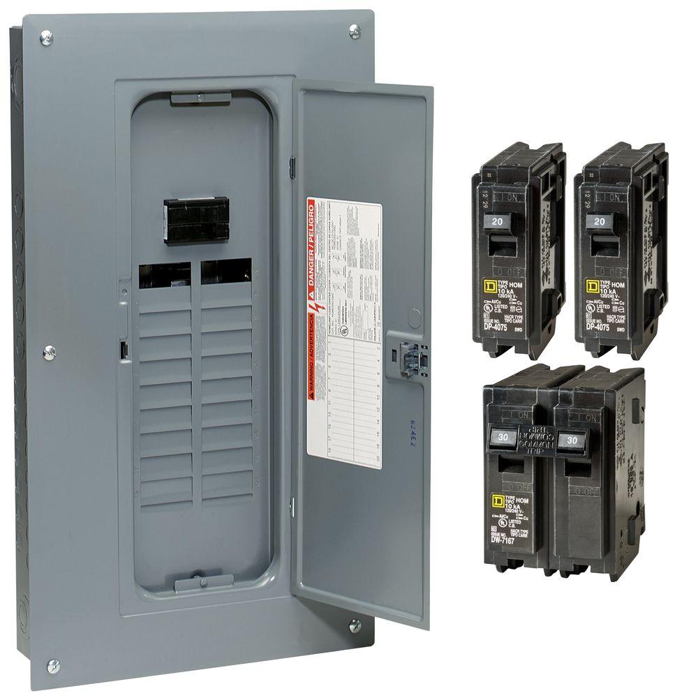 Square D Main Breaker Box Kit 100 Amp 20-Space 40-Circuit 1-Phase Load Center
