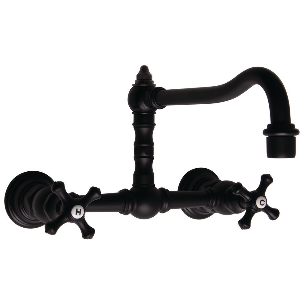 Speakman Proper 2Handle Wallmount Bridge Kitchen Faucet in Matte Black