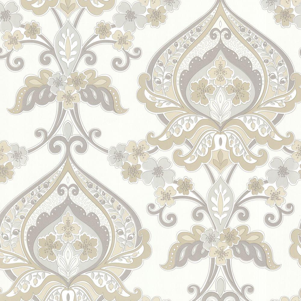 Beacon House Ashbury Grey Paisley Damask Wallpaper45067367 The Home
