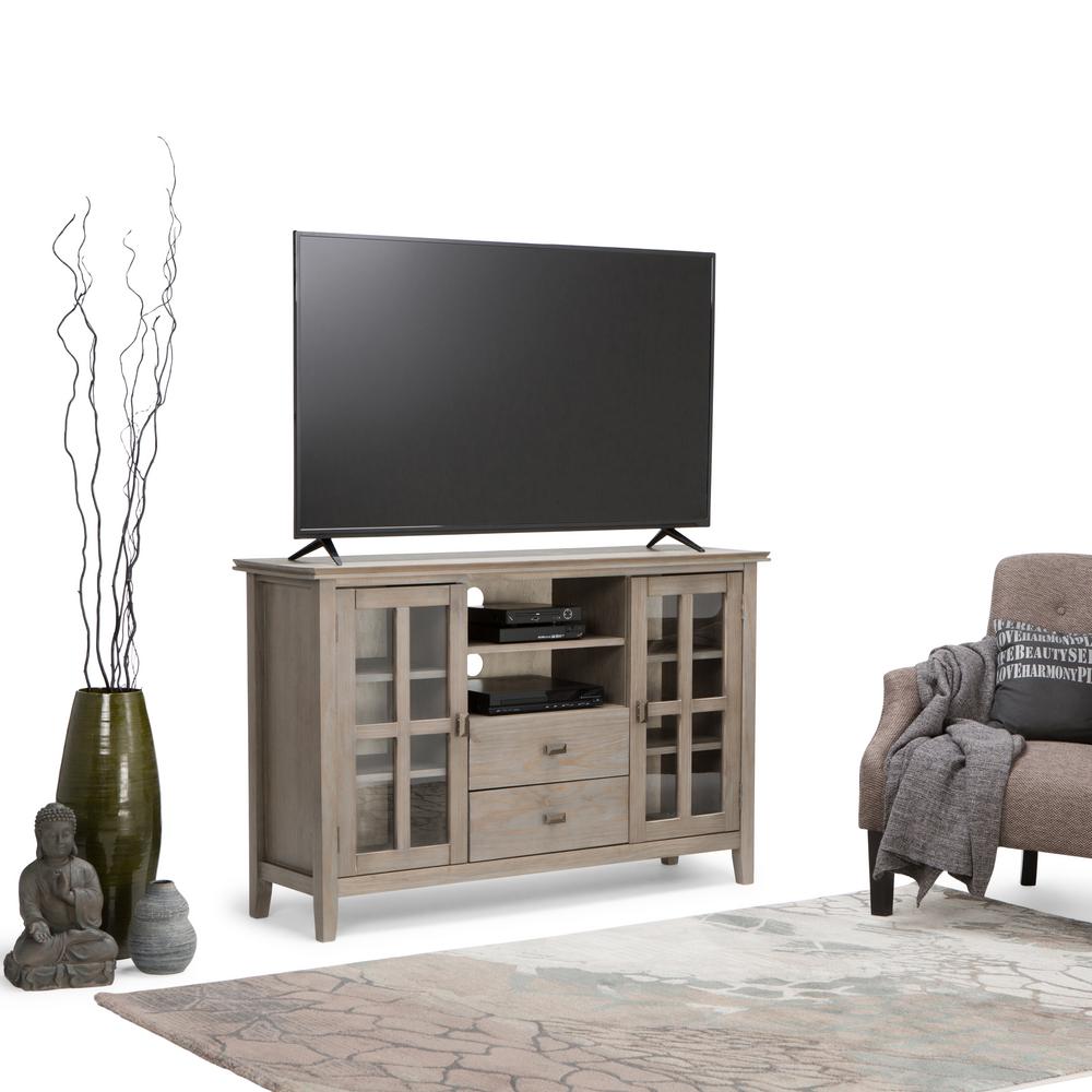 Simpli Home Artisan Solid Wood 53 In Wide Contemporary Tv Media Simpli Home Artisan Solid Wood 53 In Wide Contemporary Tv Media Stand Distressed Grey For Tvs Upto 55 Axchol005 Gr The Depot
