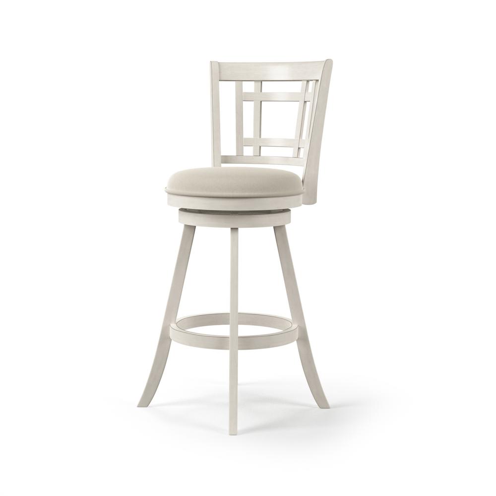 Adilah 30 In White Cushioned Swivel Bar Stool