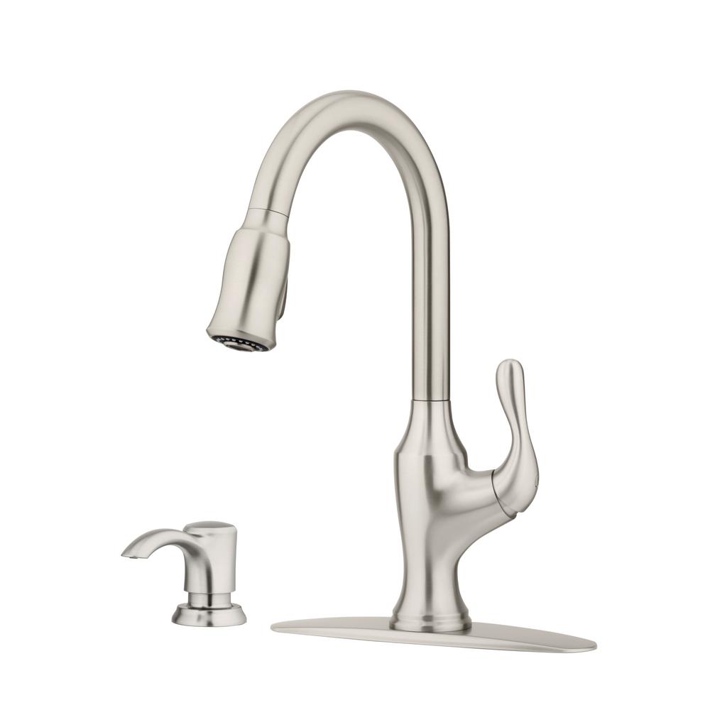 Pfister Deming Single Handle Pull Down Sprayer Kitchen Faucet In