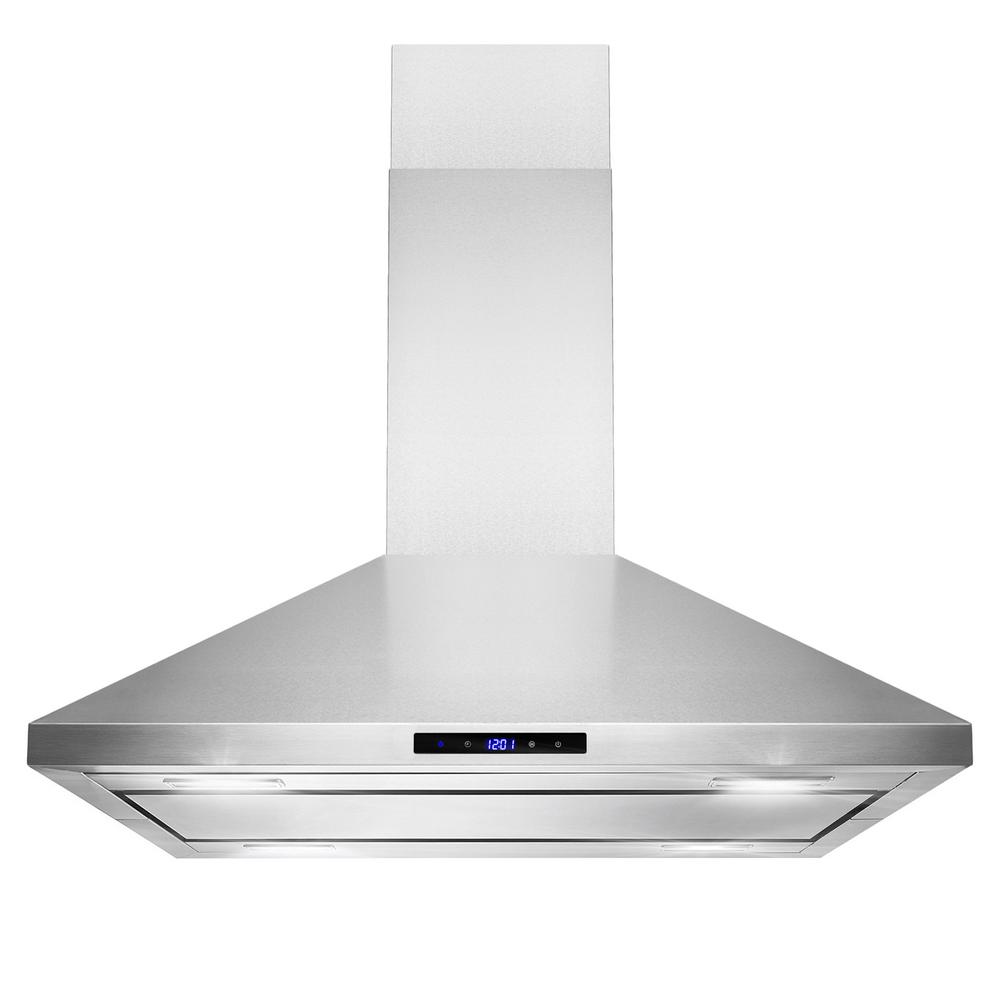 AKDY 36 in. 350 CFM Convertible Island Mount Kitchen Range Hood in Stainless Steel with Lights