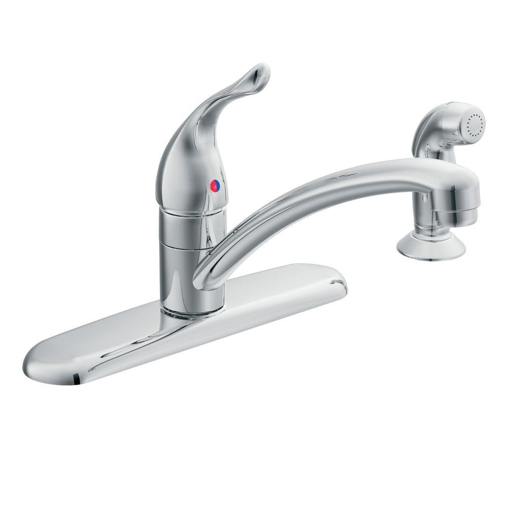 MOEN Commercial 2 Handle Side Sprayer Kitchen Faucet In Chrome