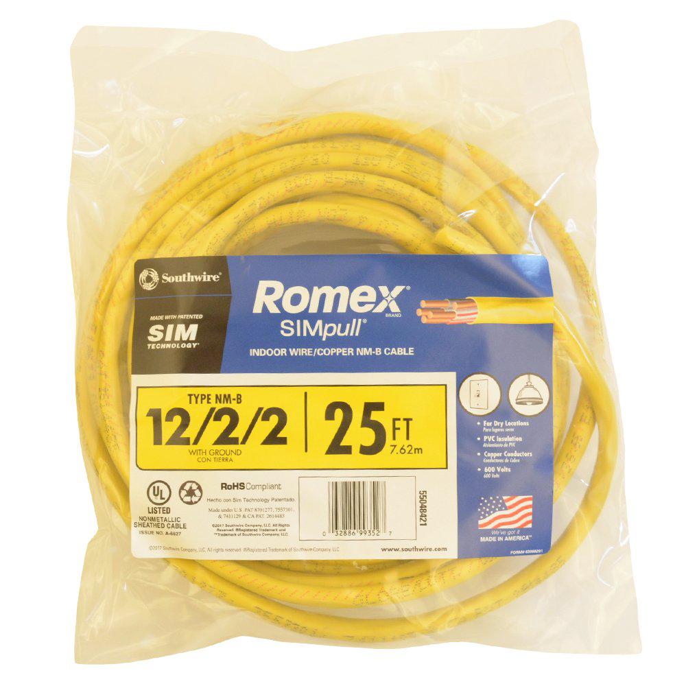 Southwire 25 Ft 1222 Solid Romex Simpull Cu Nm B Wg Wire