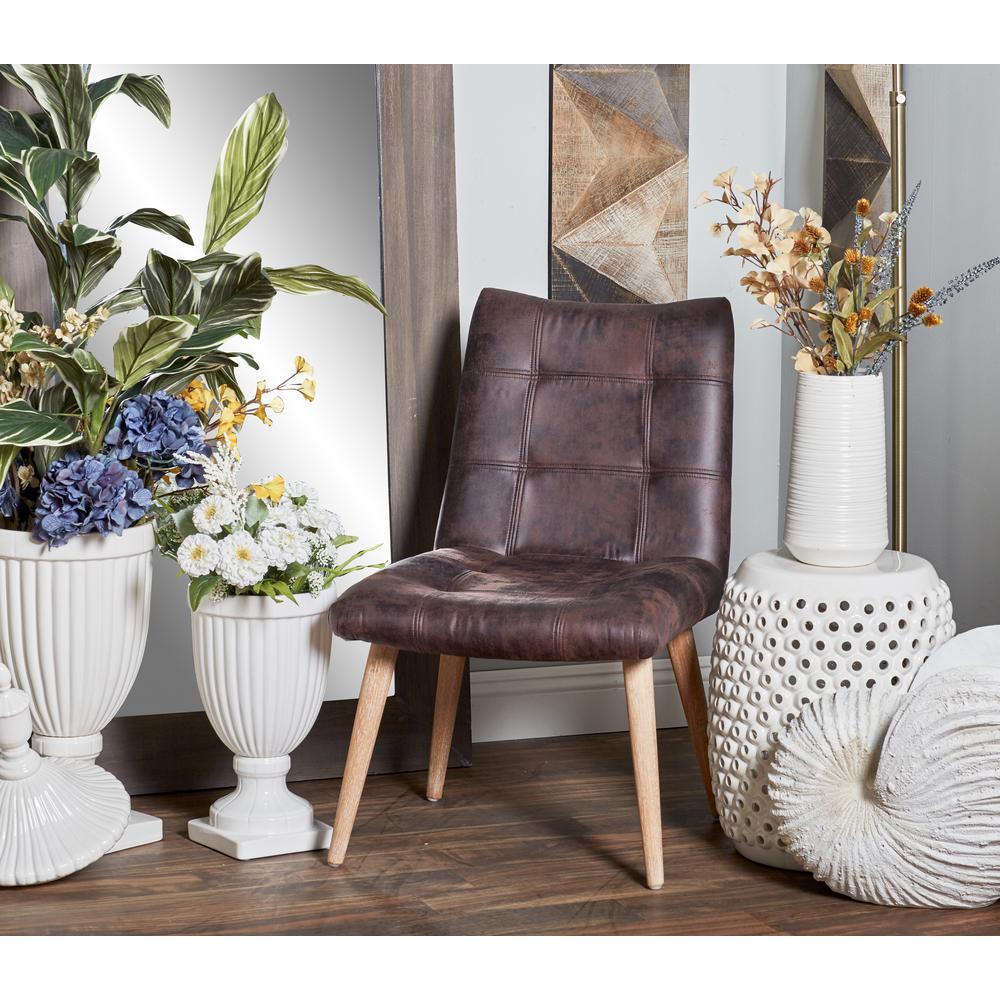 Slipper Chair Dining Chairs Kitchen Room Furniture Dark Brown Wood And Fabric Tufted Dining Chair