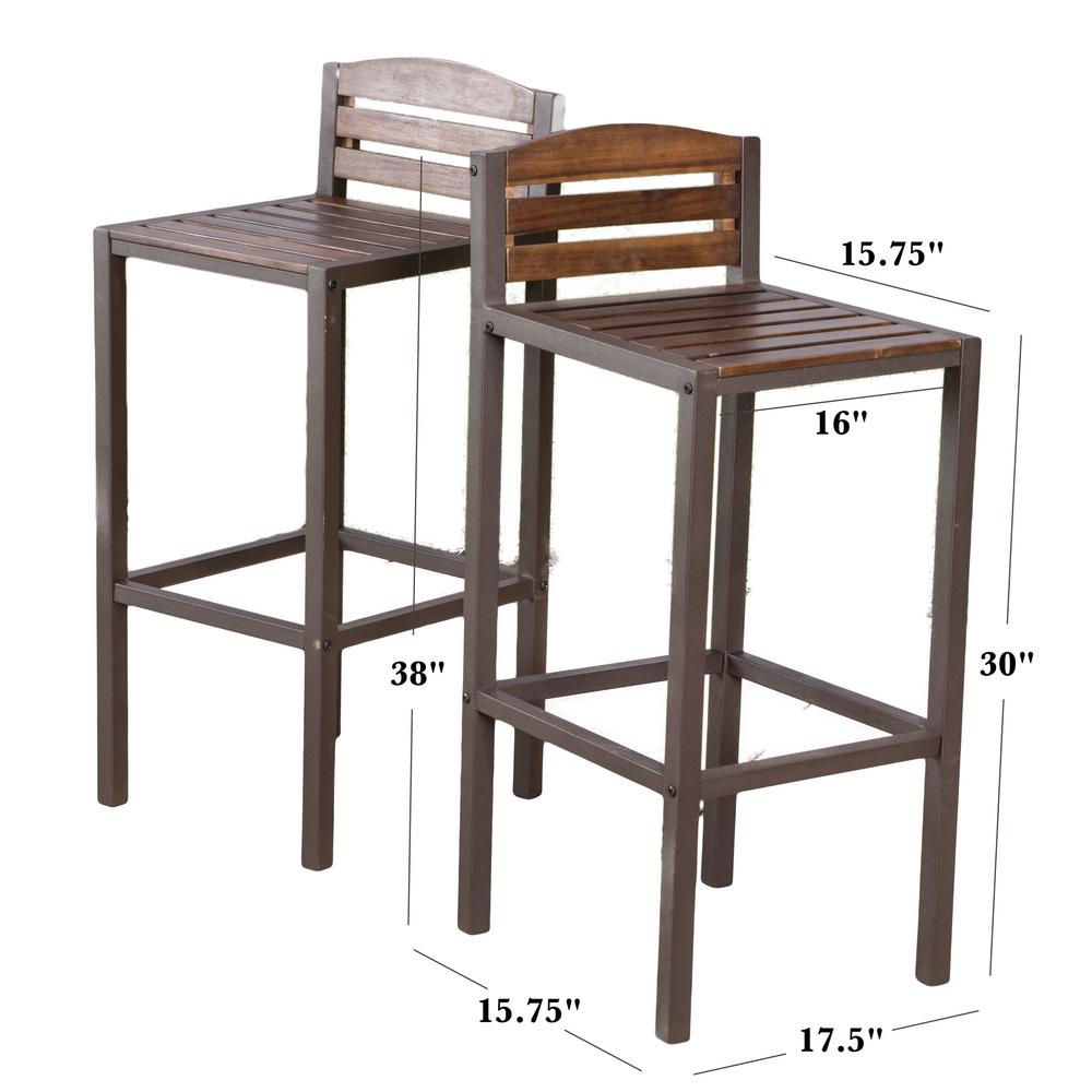Great Deal Furniture 303980 Ruth Indoor Dark Brown Finished Acacia Wood Barstools , Set of 2