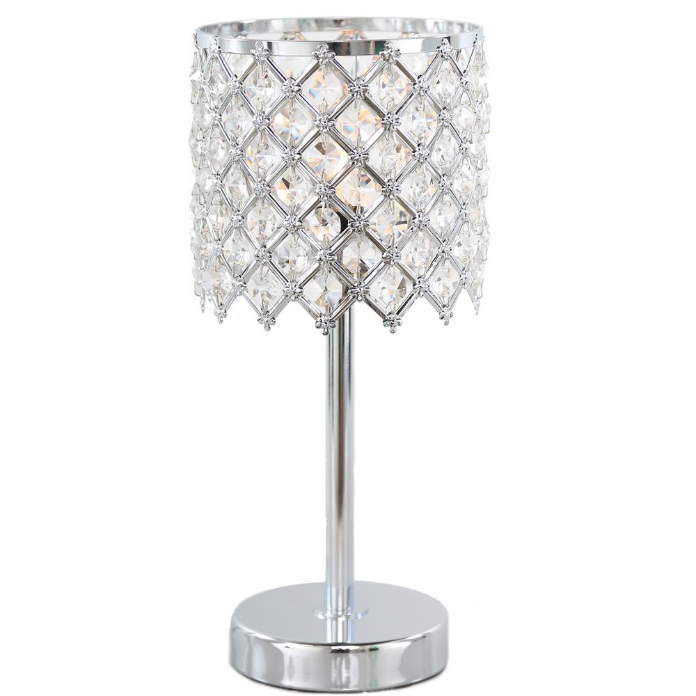 River Of Goods 13.25 In. Clear Desk Lamp With Crystal Glam Shade-15249 