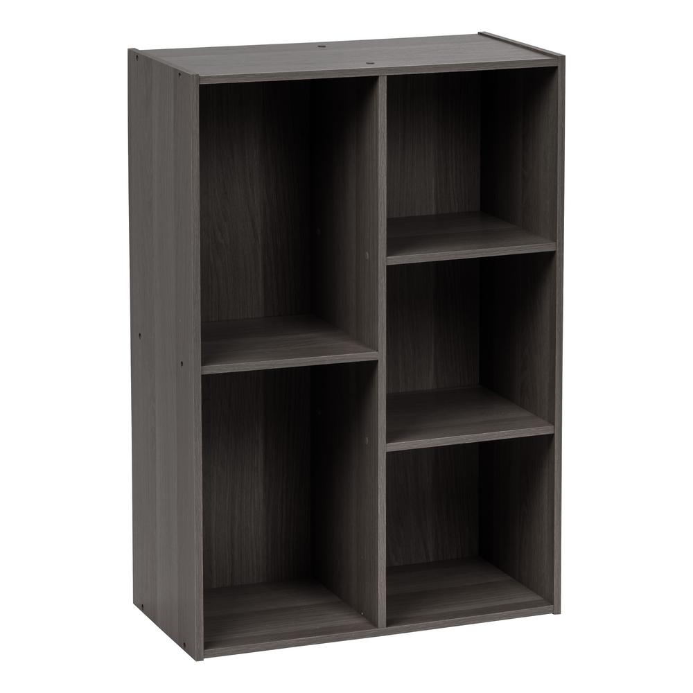 Iris 5 Compartment Gray Wood Organizer Bookcase Storage Shelf 596484 Iris 5 Compartment Gray Wood Organizer Bookcase Storage Shelf 596484 The Home Depot