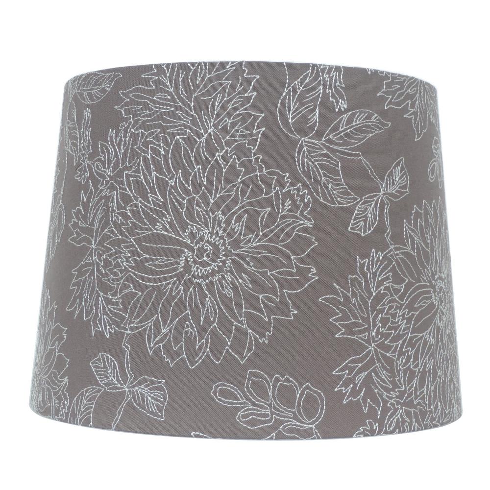 15 In W X 11 H Dark Grey Embroidered Hardback Empire Lamp Shade H Dark Grey Embroidered Hardback Empire Lamp Shade