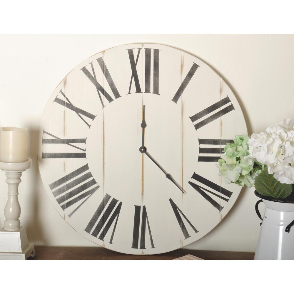 BrandtWorks 24 in. Oversized Wooden Farmhouse Wall Clock-D ...