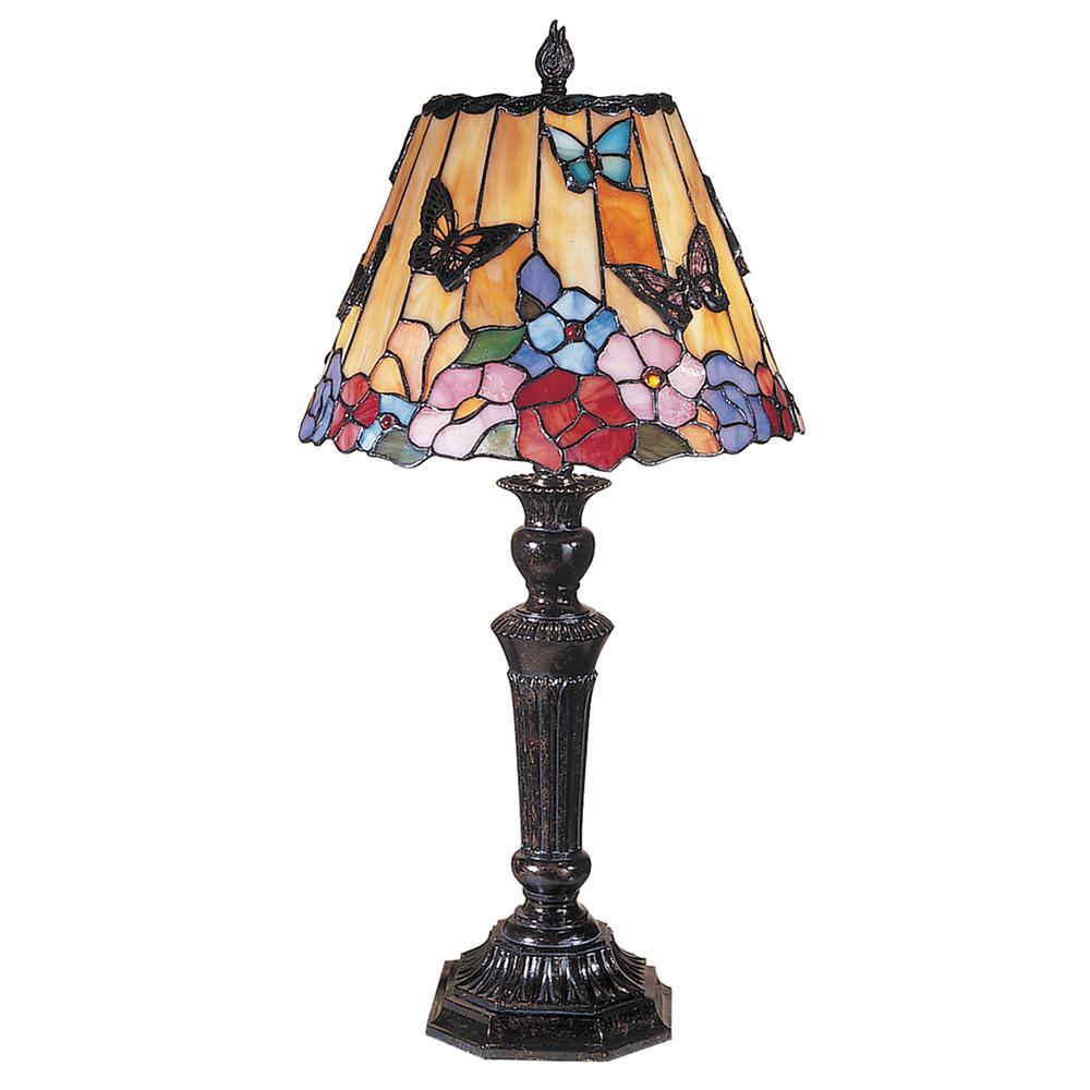 Dale Lamps Lighting The Home Depot 24 In Erfly Peony Fieldstone Finish Table Lamp With Art Glass