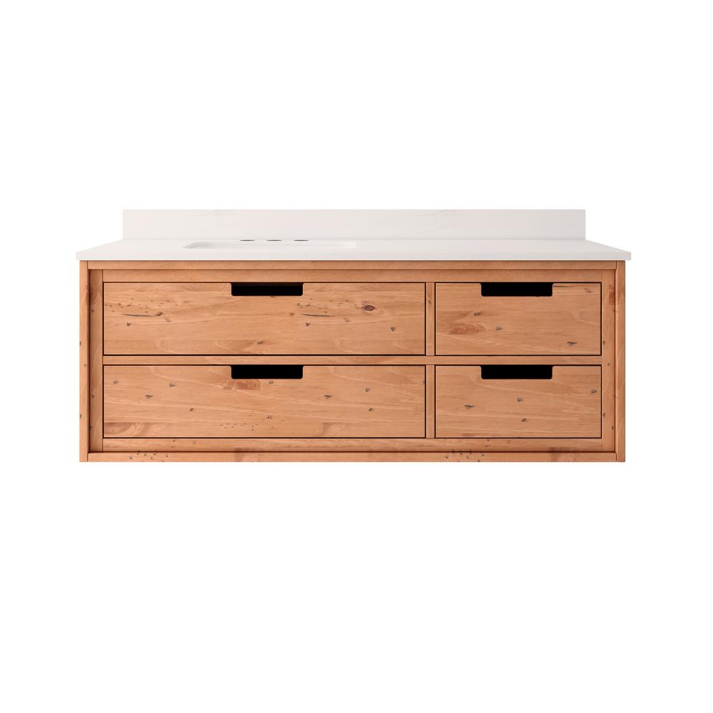 Domani Larissa 24 in. W x 19 in. D Wall Hung Bath Vanity in Elm Ember with Cultured Marble