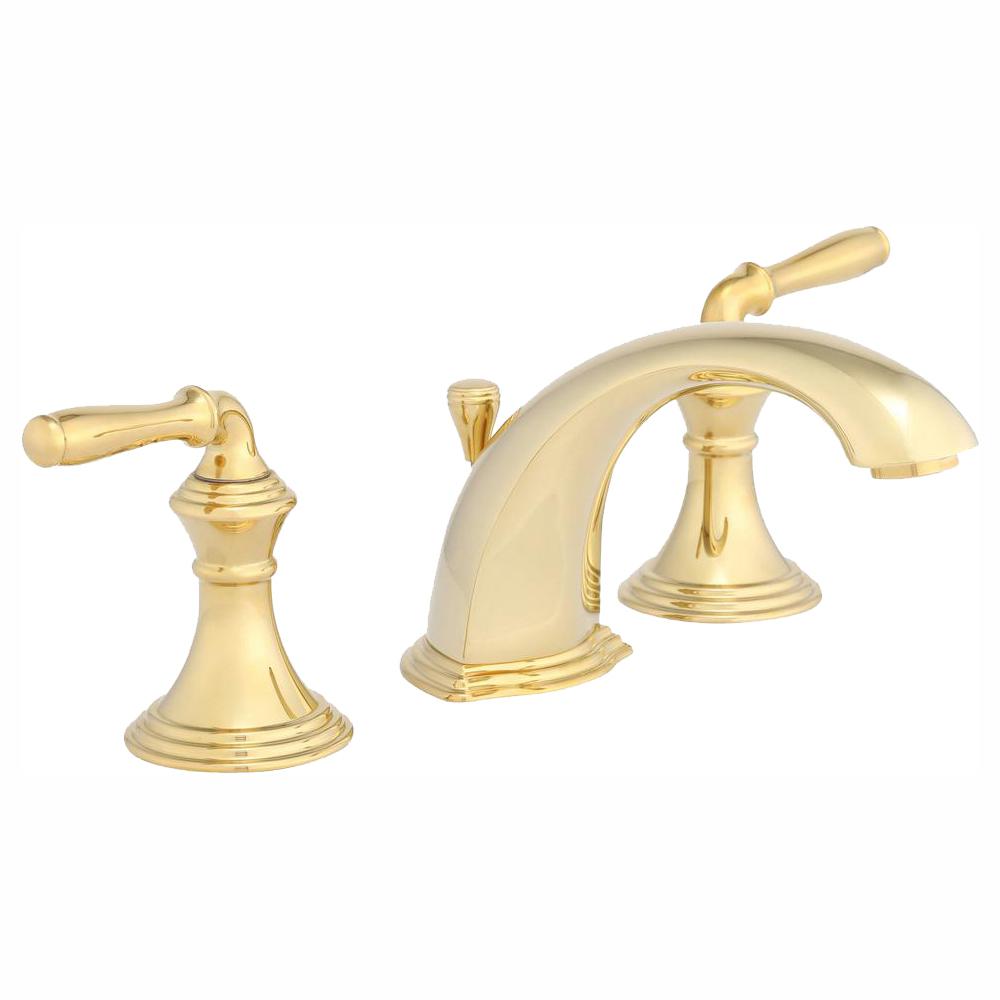 Devonshire 8 In Widespread 2 Handle Low Arc Bathroom Faucet In Vibrant Polished Brass