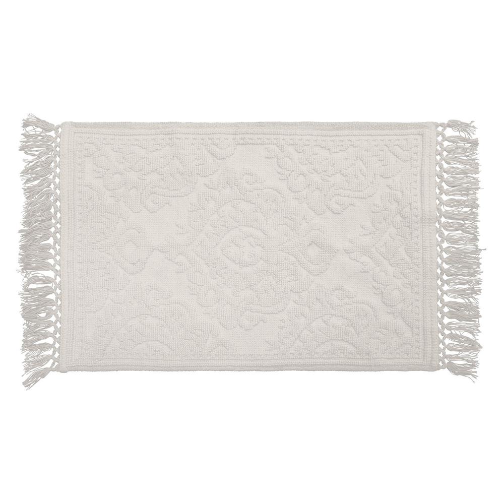 Jean Pierre Ricardo Cotton Fringe 27 In X 45 In Bath Rug In White Yma007498 The Home Depot