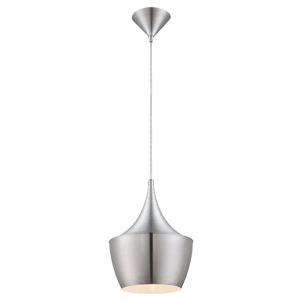 Satin Nickel Pendant Light Fixtures home decorators collection 1 light brushed aluminum pendant with metal shade