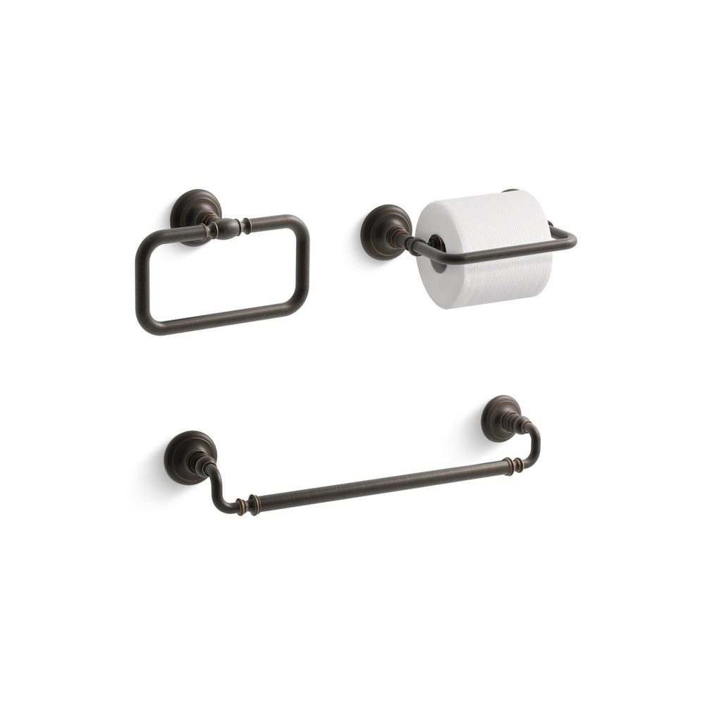 Kohler Artifacts 3 Piece Bath Hardware Set In Oil Rubbed Bronze Kohler Artifacts 3 Piece Bath Hardware Set In Oil Rubbed Bronze