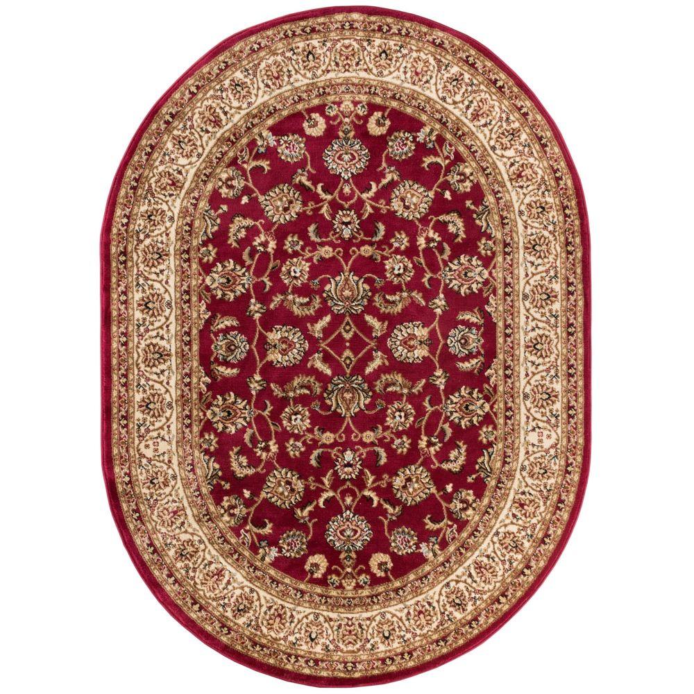 Well Woven Barclay Sarouk Red 5 ft. x 7 ft. Oval Traditional Floral
