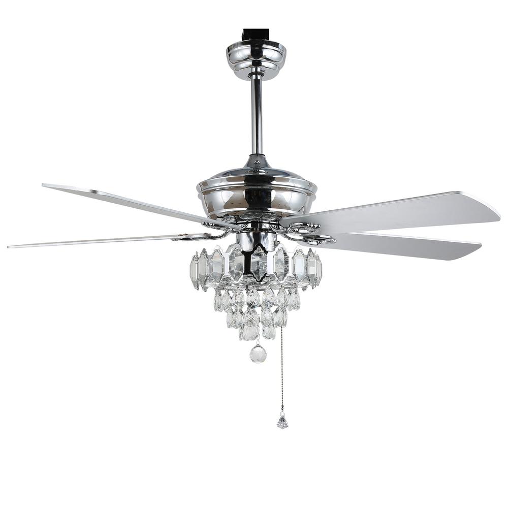 matrix decor 52 in. Chrome Crystal Chandelier Ceiling Fan with Light and Remote Control in