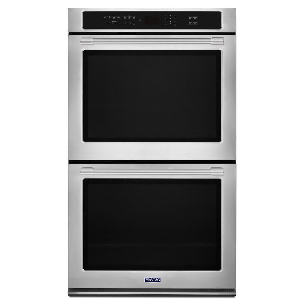 Maytag 27 In Double Electric Wall Oven With True Convection Double Electric Wall Oven With True Convection In Fingerprint Resistant Stainless Steel Mew9627fz The Home Depot
