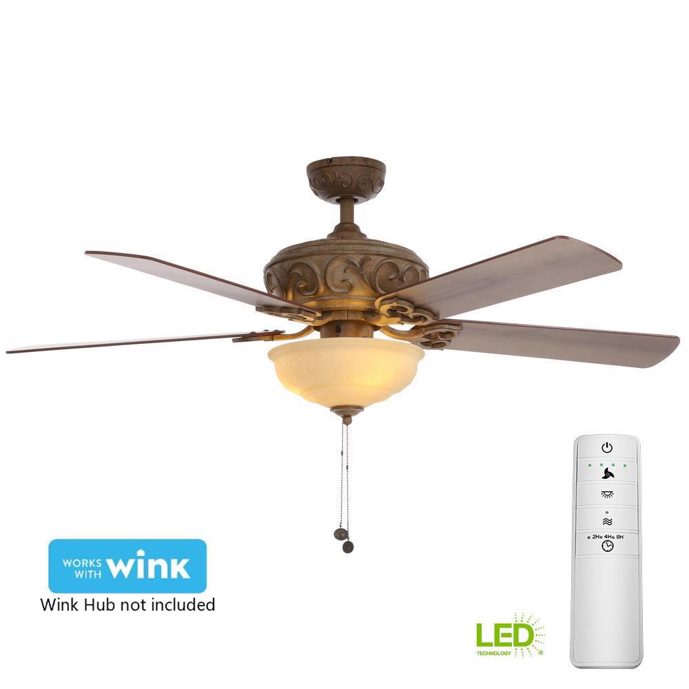 Large Room 5 Blades Brown Ceiling Fans With Lights