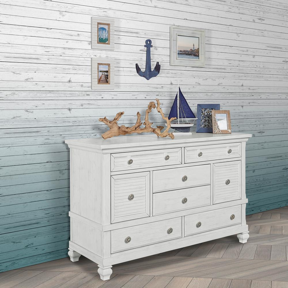 Evolur Signature Cape May 8 Drawer Weathered White Dresser 896 Ww