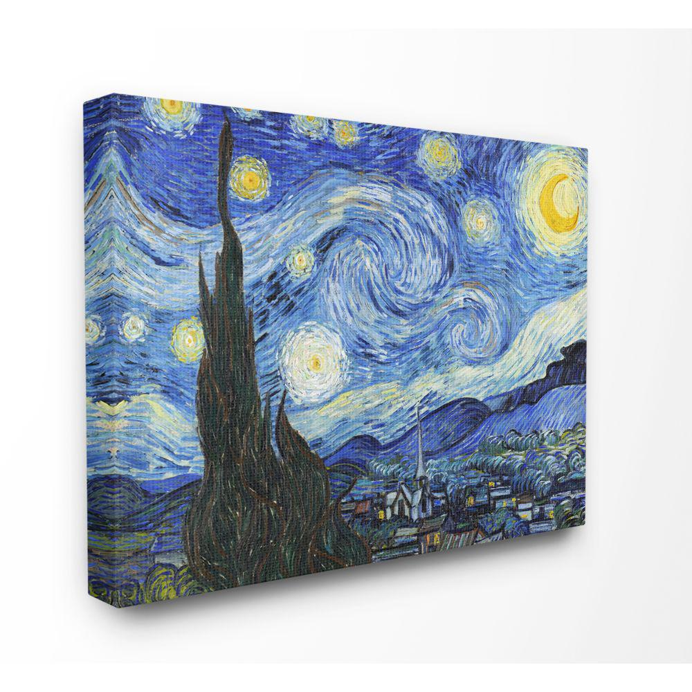 The Stupell Home Decor Collection 30 In X 40 In Van Gogh Starry Night Post Impressionist Painting By Vincent Van Gogh Canvas Wall Art Ccp 375 Cn 30x40 The Home Depot