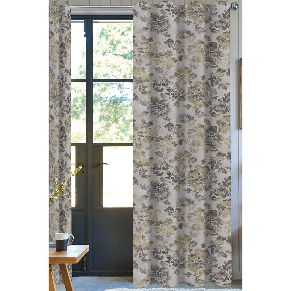 A1 Home Collections Gold Floral Designer Organic Cotton Drapery