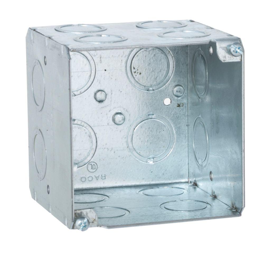 RACO 3-3/4 in. Square Welded Box, 3-1/2 Deep with 1/2 and 3/4 in