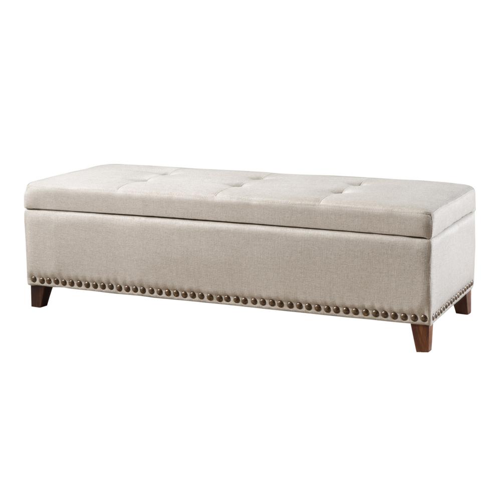 Gavin Beige Fabric Storage Ottoman