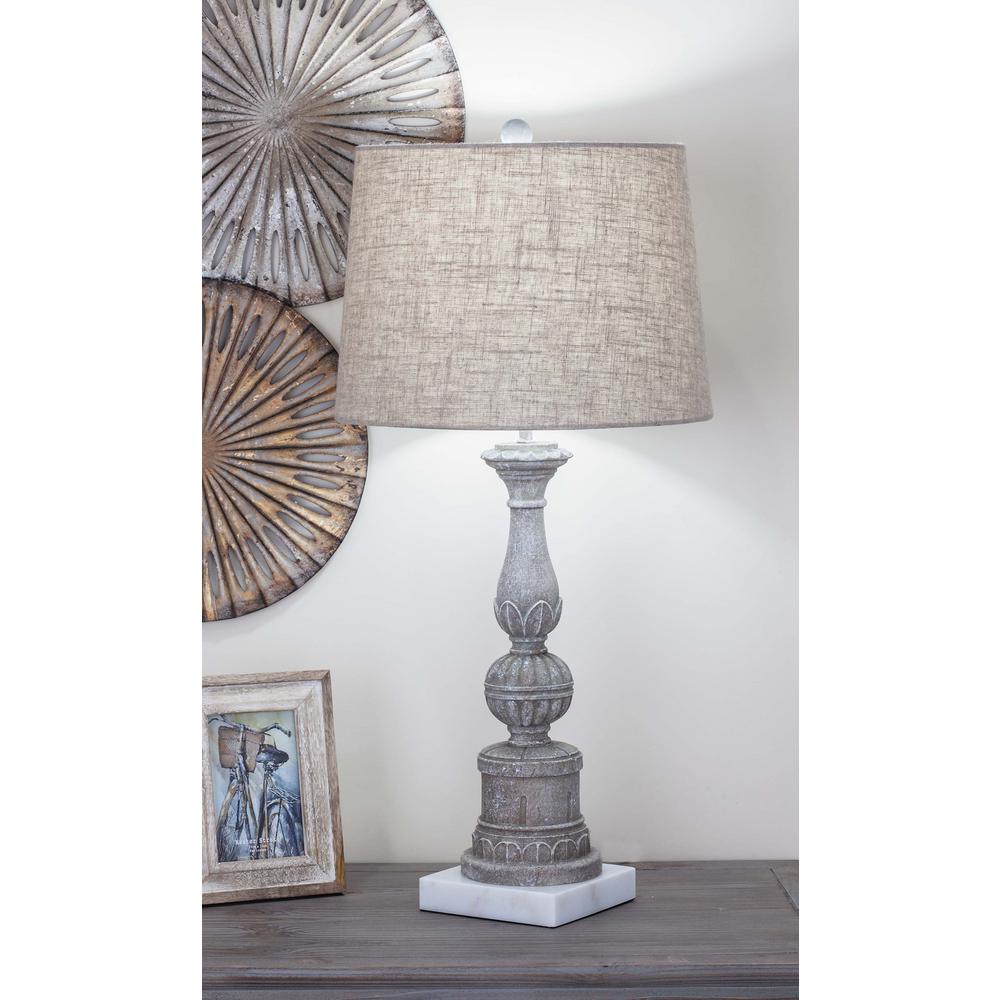 30 In Classic Marble Lattice Table Lamp Gray And Light Brown Classic Marble Lattice Table Lamp In Gray And Light Brown