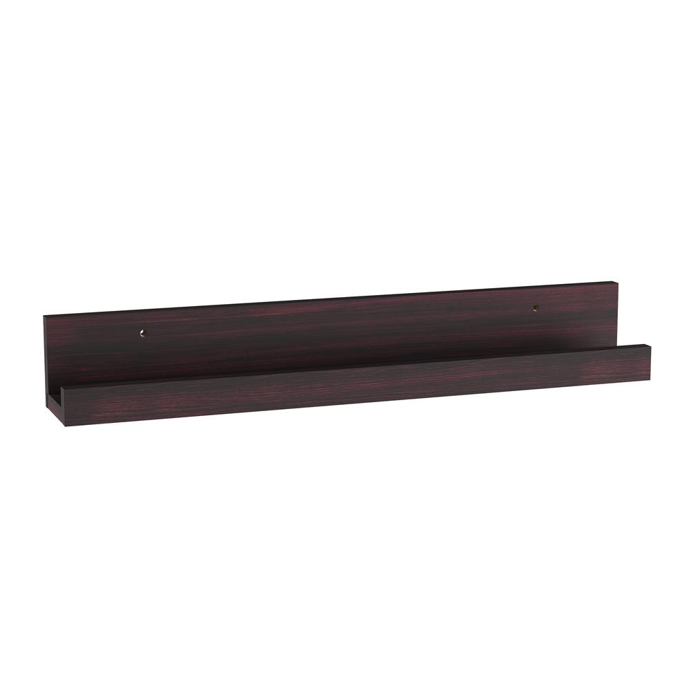 Lavish Home Decorative Floating Wall Ledge Shelf in Dark Brown